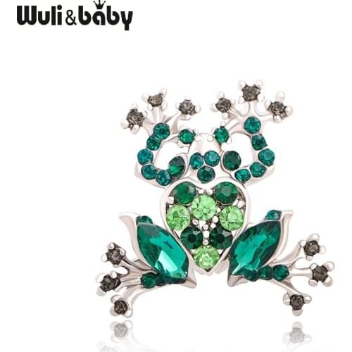 Wuli&baby Rhinestone Frog Brooches For Women Men 2-color Classic Animal Party Casual Brooch Pins Gifts