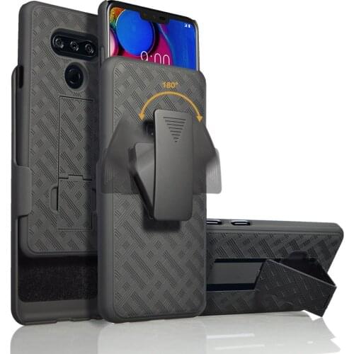 Fast delivery hard plastic weave pattern hybrid belt clip holster case for LG v40