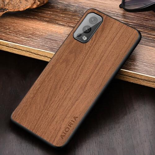 WoodLike case for OnePlus Nord 2 5G soft TPU silicone material&wood PU leather skin covers coque fundas