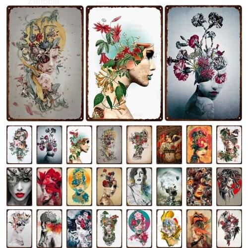 Skeleton Skull Metal Tin Signs Mexican Festival Day of The Dead Plaque Wall Painting Poster Party Shop Home Tattoo Parlors Decor