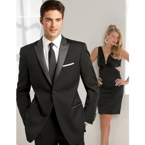 Black slim men wedding suits fashion two-piece the groomsman/groom wedding party suits handsome the groom wedding suits