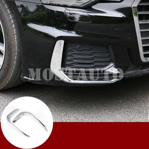 For Audi A6 C8 S-Line Model ABS Front Bumper Grille Fog Light Cover 2019-2020 2pcs Car Accessories Interior Car Decor Car Trim