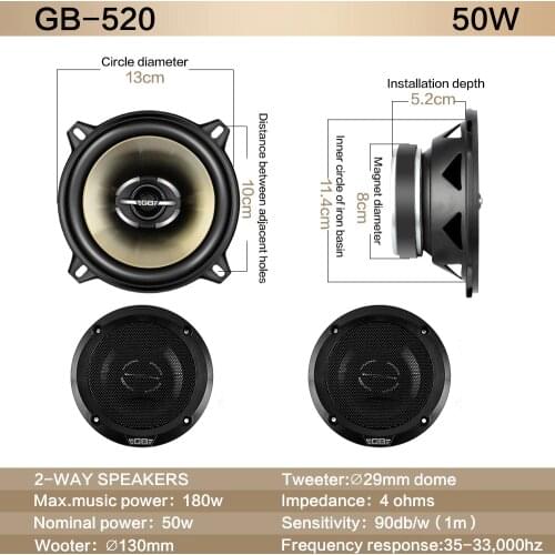 Car port audio modification coaxial subwoofer 5 inch speaker stereo auto audio, hi-fi speakers non-destructive installation