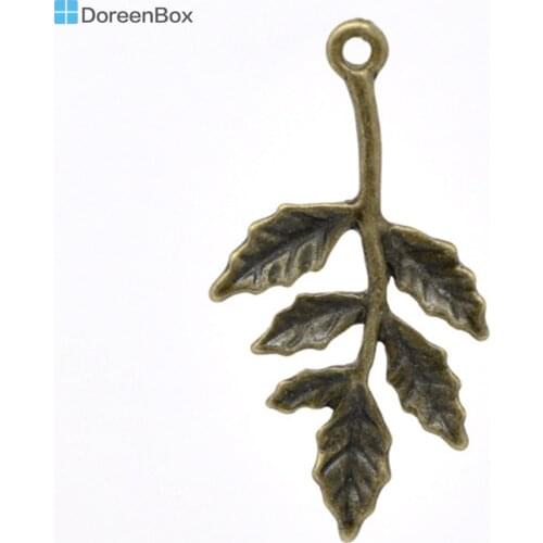 Doreen Box Lovely 50 Bronze Tone Leaf Charm Pendants 30x16mm (B12815)