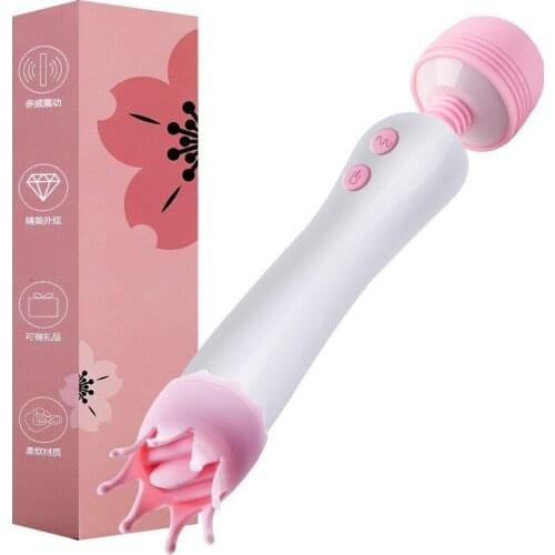 Double Head Magic Wand Vibrator Sex Toys for Women G Spot Nipple Stimulator Pussy Tongue Lick Vibration Masturbator Adult Toy