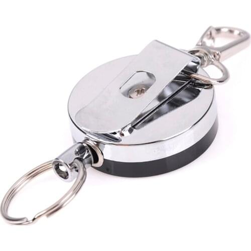 4cm Resilience Steel Wire Rope Elastic Keychain Sporty Retractable Alarm Key chain Anti-lost telescopic key ring Keys trinket