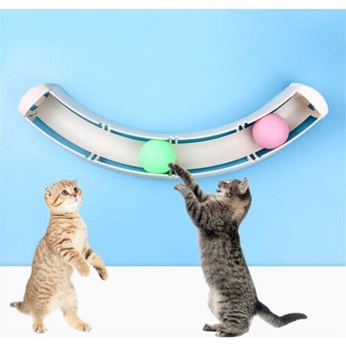 Cat Sucker Ball Toys Pet Funny Window Track Tunnel Kitten Play Pipe With Balls Interactive Tease Cats Scratch Suction Cup Toy