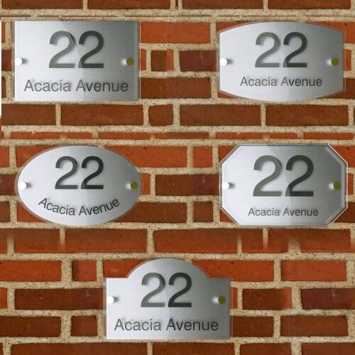 Customized House Number Plaque Name Street Door Acrylic Glass Effect Wall Mounted Premium