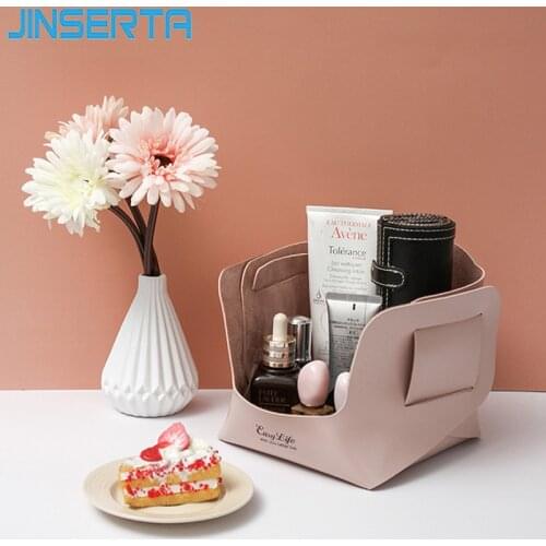 JINSERTA PU Leather Folding Tray Jewelry Display Plate Cosmetic Organizer Creative Large Desktop Keys Coins Sundries Decor Box