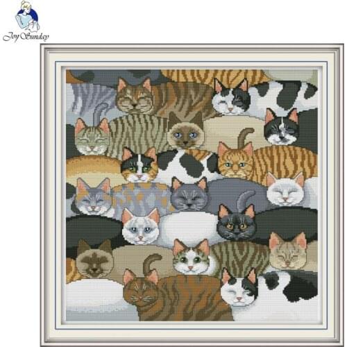 Joy Sunday the Cats Counted Cross Stitch Sets DMC 11CT Counted cloth 14CT Stamped cloth DIY Handwork Cross Stitch