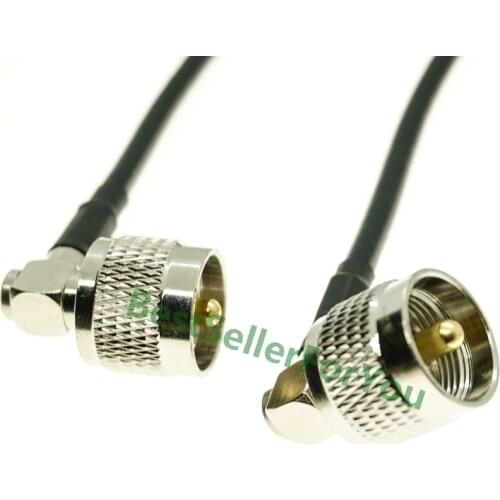 UHF Male right angle to UHF Male PL259 right angle RA Plug lot Pigtail Jumper Cable RG58
