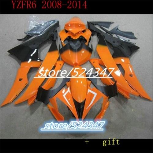 Fei-Fairing kit for YZFR6 08 09 10 11 12 13 14 YZF R6 2008 2014 YZF600 Orange black Fairings Motorcycle Accessories & Parts