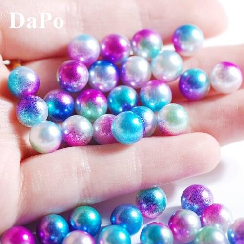 No Hole Rainbow Color Round 6/8/10mm ABS Imitation Pearl Beads Loose Beads Diy Jewelry Making for women