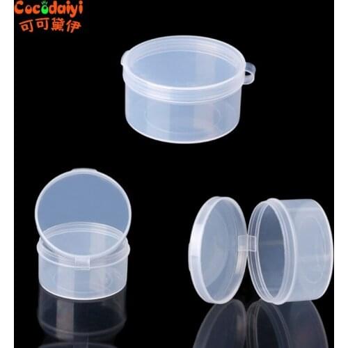 Round Clear Plastic Containers Beads Crafts Jewelry Display Storage Boxes Case