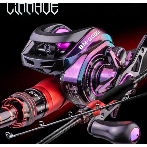 LINNHUE New Baitcasting Reel BM2000 5+1BB Purple Gradient 7.3:1 Drag 8kg Fishing Reel For Saltwater Reel Casting Carp Fishing