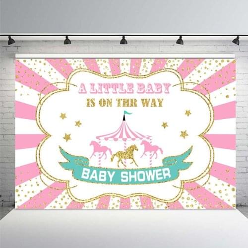 Mehofoto Circus Photography Backdrops Photocall Baby Shower Newborn Background Little Baby Horse Stripes Gold Sequins Stars