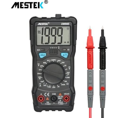 MESTEK DM90E Multimeter DC/AC Voltage Current Resistance Meter NCV True RMS Portable Digital Multimeters Measure Tool