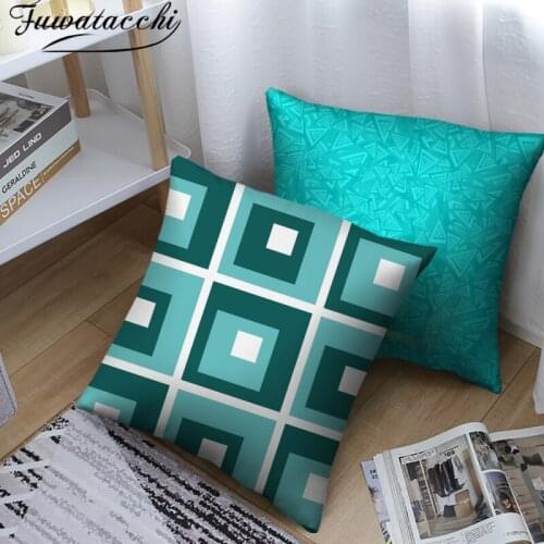 Fuwatacchi Green Plaid Cushion Cover Geometric Striped Pattern Throw Pillows Covers Decoration for Home Sofa Decore Pillowcases