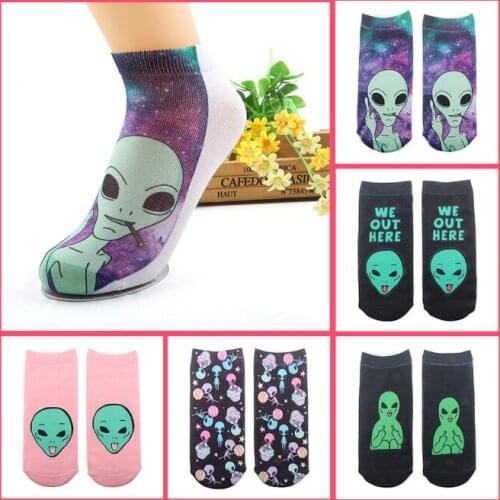 Autumn Winter Women Men Cotton Socks Art Funny alien socks sports 3D harajuku ankle socks Breathable Socks Couple socks