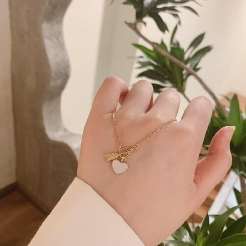 Titanium Stainless Steel Love Heart & Arrow Pendant Necklaces Gold Chain Wedding Chokers Necklace For Women