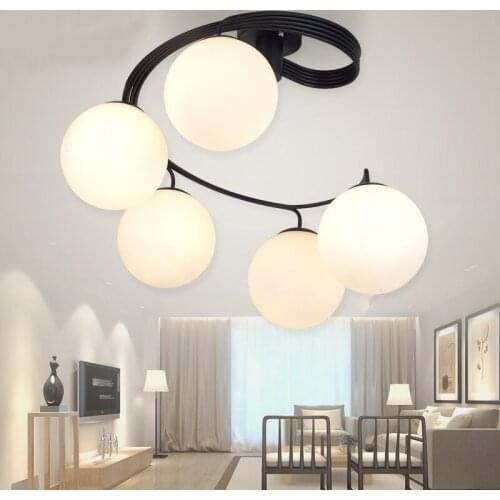 SGROW Modern Hanging Lamp Indoor Lighting Fixtures 3/5 Heads Glass Ball Ceiling Light for Bedroom Living Room Dinning Room