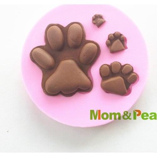 Mom&Pea 0503 Free Shipping Bear Foot Prints Shaped Silicone Mold Cake Decoration Fondant Cake 3D Mold Food Grade Silicone Mould
