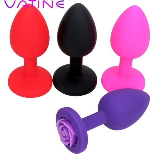 VATINE Silicone Rose Flower Anal Sex Toys Butt Plug Prostate Massage G Spot Stimulator For Women Sex Products