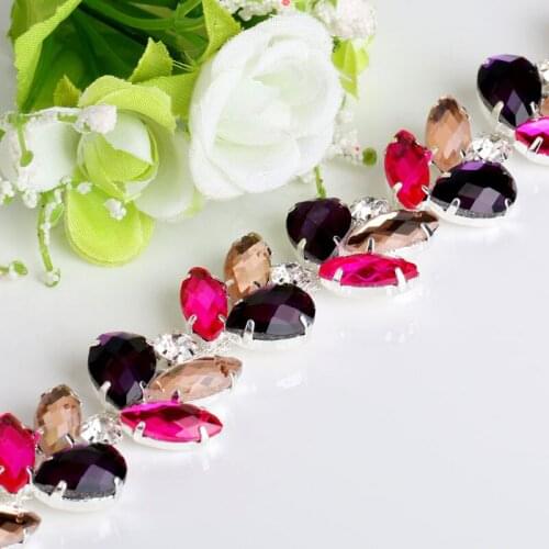 Bridal Stone Strass Rhinestone Trim Chain for Wedding Dress Applique DIY Craft