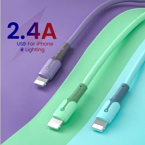 USB Data Cable For iPhone 12 Mini 12 Pro Max X XR 11 XS 8 7 6s Liquid Silicone Charging Cable USB Data Cable Phone Charger Cable