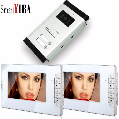 SmartYIBA 2 Apartment Visual Intercom Doorbell 7''Inch TFT LCD Wired Video Door Phone System Indoor Monitor Outdoor IR Camera