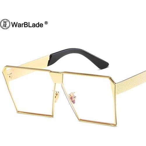 WarBLade 2018 Square Hip Hop Eyewear Clear Sunglasses Men Women Mirror Sun glasses Lady Flat Oversized Transparent Eyeglasses