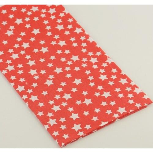 1 piece printed cotton fabric red five-pointed star designs patchwork 50cmx50cm pre-cut fat quarter tissue quilting sewing