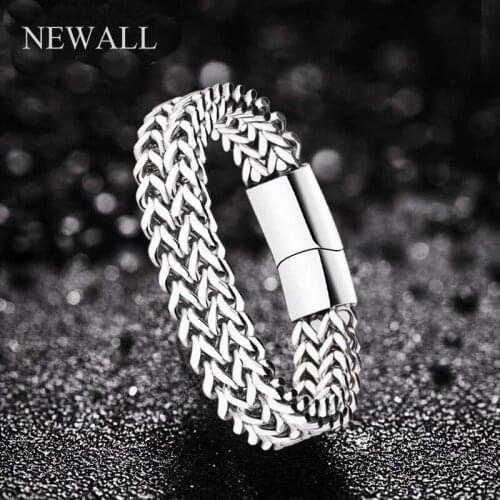 10mm Wide 316L Stainless Steel Mens Bracelet Simple Chain Male Jewelry Vintage Fashion Jewelry Hiphop Gift Punk With Safe Lock