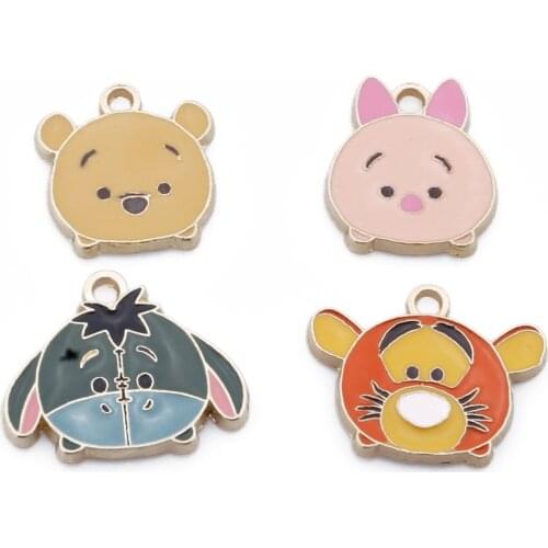 10pcs cartoon Animal Enamel Charms Metal Pendant for Earring DIY Jewelry Accessories 10*22mm