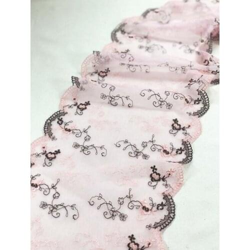 2 Meters/lot 23cm Pink Bilateral Embroidery Mesh Lace Trim Vintage Lace Trim Lace Embroidered Net Lace Trim Fabric