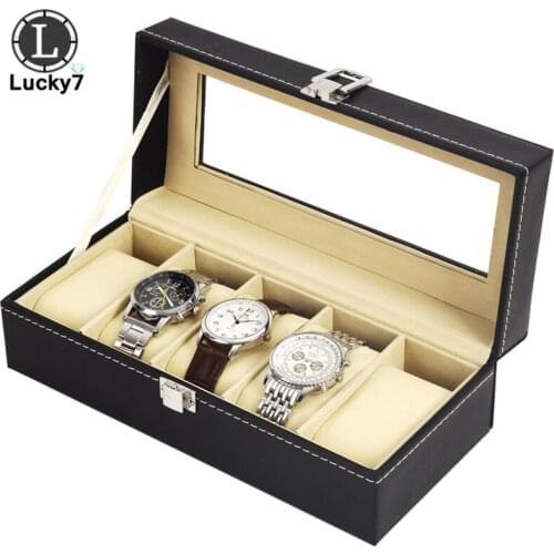 5 Grids Watch Box PU Leather Watch Case Holder Watch Organizer Box Watchband Storage Case Band Box Holder Durable