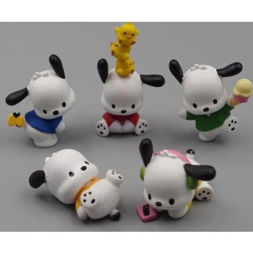 5PCS/lot 4CM Little white dog PACHA dog twisted doll DIY patch material micro landscape Keychain pendant doll accessories