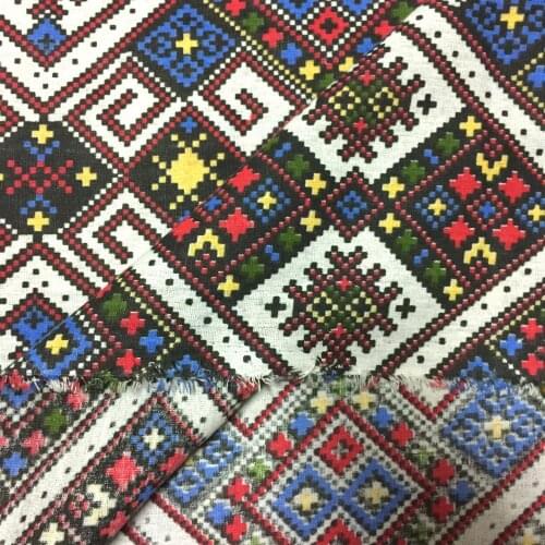 50x145cm/sets Chromatic geometry dot pattern Cotton and linen tree craft cloth printing handmade DIY fabric