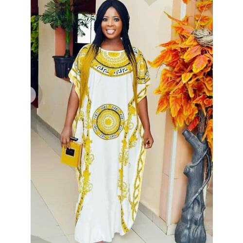 African Dresses for Women Bazin Riche Fashion Satin Silk Print Abaya Muslim Dress African Dashiki Boubou Robe Africaine Femme