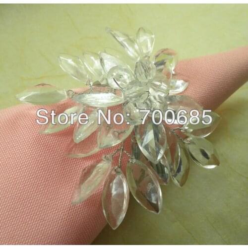 Acrylic napkin rings crystal flower, wholesale napkin holder