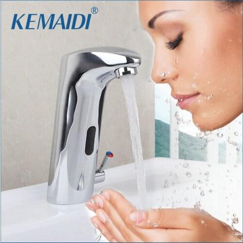 KEMAIDI Bathroom Automatic Hands Touch Free Sensor Faucets Water Tap Basin Chrome 89000 Brass Sink Mixer Tap Faucets,Mixer Tap