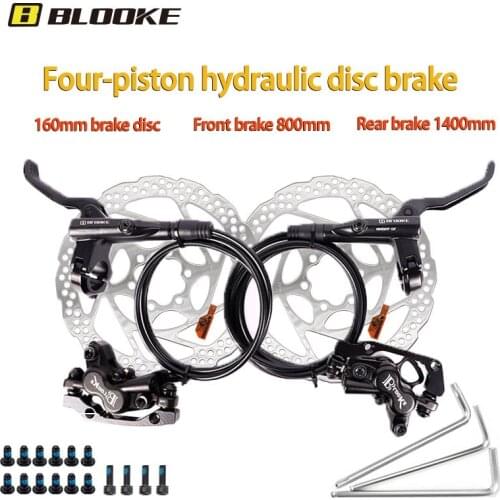 BLOOKET BL-M6020 MTB Hydraulic Bicycle Brake 160mm Four Piston Disc Brake Front/Rear Brake 800/1400mm Bicycle Oil Brake