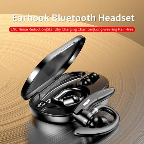 Ear-Hook Bluetooth Earphones Sports Waterproof Headsets Business Handsfree Wireless Headphone With Microphone Charging Box