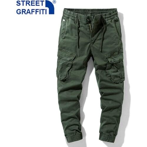 New Men Tactical Cargo Pants Mens Cotton Multiple Pocket Joggers Hip Hop pants Men street fashion Tie feet Breathable Trousers