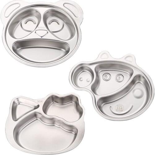 Childrens Plate Stainless Steel 304-point Baby Home Anti-fall Cute Deepening Divider Disc Toddler Dishes and Plates Sets