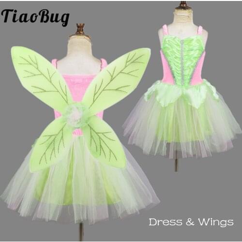 Kids Girls Fairy Costume Sets Carnival Halloween Cosplay Stage Wear Butterfly Wings And Tutu Dance Dress Set