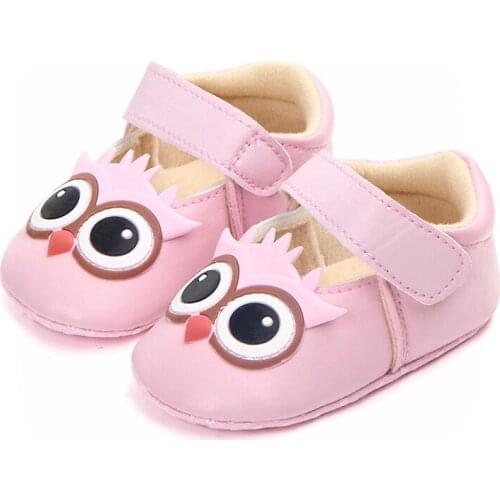 Newborn Baby Girl Shoes Cartoon Owl Pu Upper Baby Shoes For Girls Toddler Infant Training Shoes Baby First walkers F132