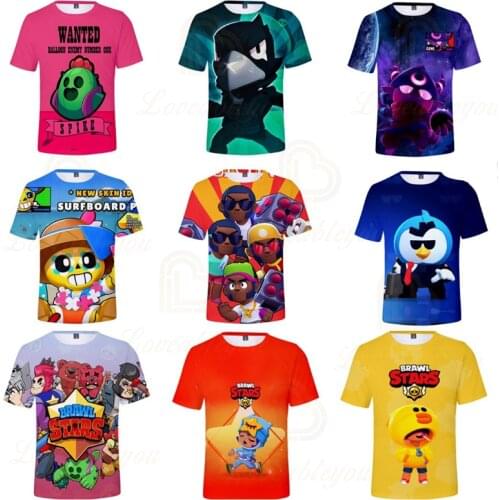 Browlers Cartoon Tops Teen Clothes POCO Shelly 8 To 19 Years Kids Shirts Shooter Game Leon 3D Printed T-shirt Boys Girls