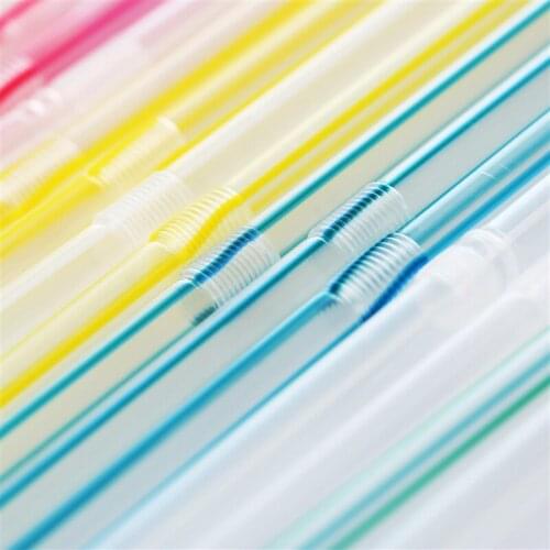 Flexible Plastic Straws Striped Multi Colored BPA-Free Disposable Straw Assorted CLH@8