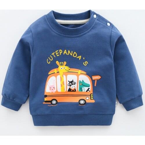 Cotton Baby Girls Sweatshirts Kids Pullover Sweater Autumn Children Cartoon Casual Color Blue Long Sleeves Sweater Kids T-shirt